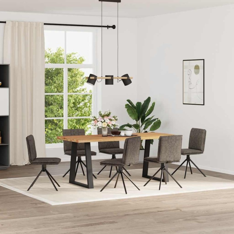 Chaises à manger lot de 6 gris foncé similicuir daim 