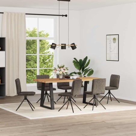 Chaises à manger lot de 6 gris foncé similicuir daim 