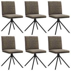 Chaises à manger lot de 6 gris foncé similicuir daim 