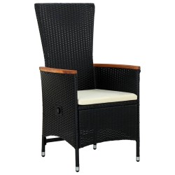 Ensemble à manger de jardin avec coussins 3 pcs noir 