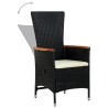 Ensemble à manger de jardin avec coussins 3 pcs noir 