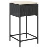 Ensemble de bar de jardin 3 pcs avec coussins noir poly rotin 
