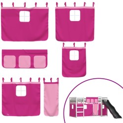 Lit superposé sans matelas avec toboggan et rideaux 80x200 cm 