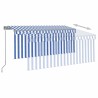 Auvent manuel rétractable avec store 3x2,5 m Bleu et blanc 