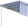 Auvent manuel rétractable avec store 3x2,5 m Bleu et blanc 