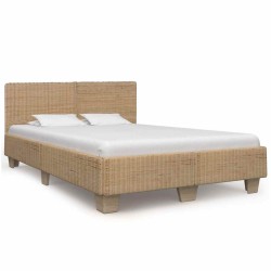 Cadre de lit avec tête de lit sans matelas rotin véritable 