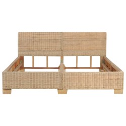 Cadre de lit avec tête de lit sans matelas rotin véritable 