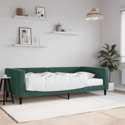 Lit de jour avec matelas vert foncé 100x200 cm velours 