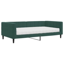 Lit de jour avec matelas vert foncé 100x200 cm velours 