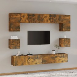 Ensemble de meubles TV 8 pcs Chêne fumé Bois d'ingénierie 