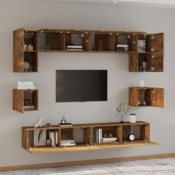Ensemble de meubles TV 8 pcs Chêne fumé Bois d'ingénierie 