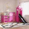 Lit superposé sans matelas avec toboggan et rideaux 90x200 cm 
