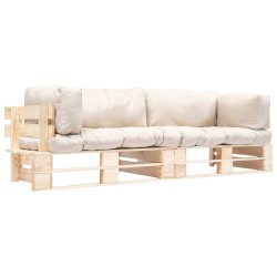 Canapés de jardin palette 2 pcs avec coussins sable Pinède 
