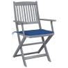 Chaises pliables d'extérieur lot de 6 et coussins Bois d'acacia 