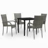 Ensemble à manger de jardin 5 pcs Gris et noir 