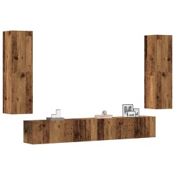 Meubles TV muraux 4 pcs vieux bois bois d'ingénierie 