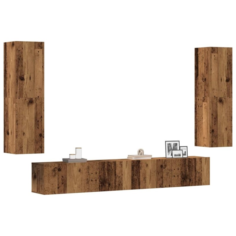 Meubles TV muraux 4 pcs vieux bois bois d'ingénierie 