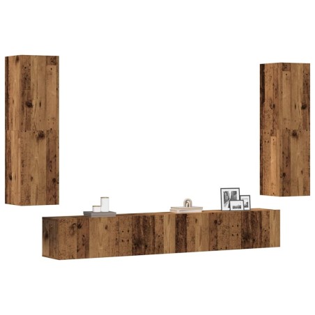 Meubles TV muraux 4 pcs vieux bois bois d'ingénierie 