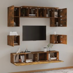 Ensemble de meubles TV 8 pcs Chêne fumé Bois d'ingénierie 