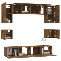 Ensemble de meubles TV 8 pcs Chêne fumé Bois d'ingénierie 