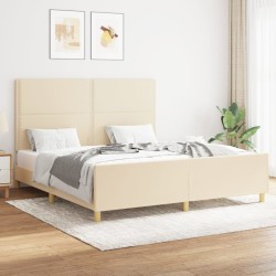 Cadre de lit sans matelas crème 160x200 cm tissu 