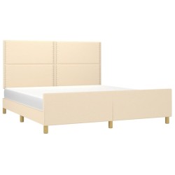Cadre de lit sans matelas crème 160x200 cm tissu 