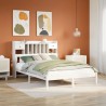 Lit bibliothèque sans matelas blanc 150x200 cm bois pin massif 