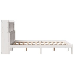 Lit bibliothèque sans matelas blanc 150x200 cm bois pin massif 