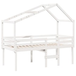 Lit haut sans matelas blanc 80x200 cm bois de pin massif 