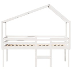 Lit haut sans matelas blanc 80x200 cm bois de pin massif 