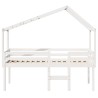 Lit haut sans matelas blanc 80x200 cm bois de pin massif 
