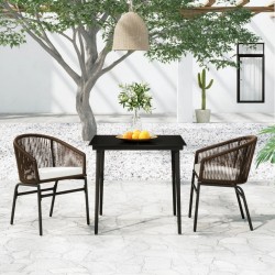 Ensemble à manger de jardin 3 pcs Marron 
