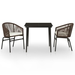 Ensemble à manger de jardin 3 pcs Marron 