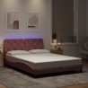 Cadre de lit avec LED sans matelas rose 140x190cm velours 