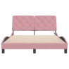Cadre de lit avec LED sans matelas rose 140x190cm velours 