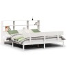 Lit bibliothèque sans matelas blanc 200x200 cm bois pin massif 