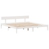 Lit bibliothèque sans matelas blanc 200x200 cm bois pin massif 