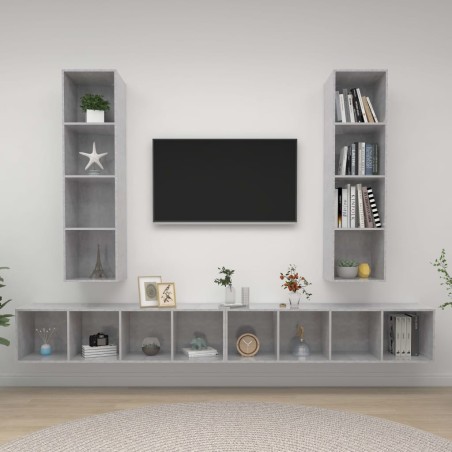 Meubles TV muraux 4 pcs Gris béton Bois d'ingénierie 