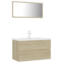 Meubles de salle de bain chêne sonoma bois d'ingénierie 