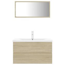 Meubles de salle de bain chêne sonoma bois d'ingénierie 