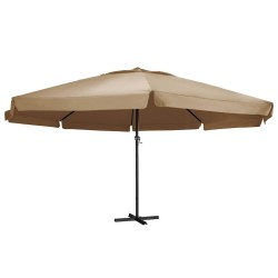 Parasol de jardin avec mât en aluminium 600 cm taupe 