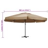 Parasol de jardin avec mât en aluminium 600 cm taupe 