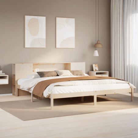 Lit bibliothèque sans matelas 180x200 cm bois massif de pin 
