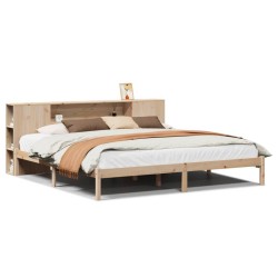 Lit bibliothèque sans matelas 180x200 cm bois massif de pin 
