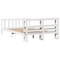 Cadre de lit sans matelas blanc 160x200 cm bois de pin massif 
