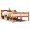 Lit bibliothèque sans matelas cire marron 140x190cm bois massif 