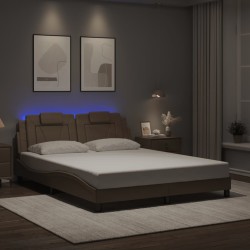 Cadre de lit avec LED sans matelas cappuccino 160x200 cm 
