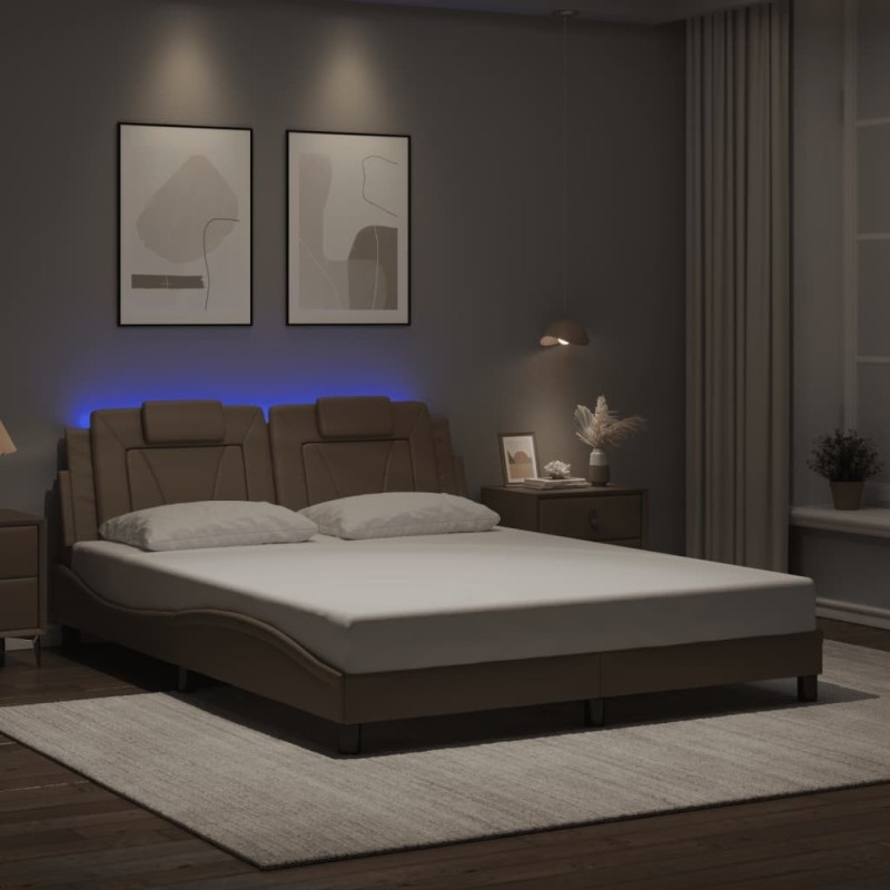 Cadre de lit avec LED sans matelas cappuccino 160x200 cm 