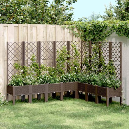 Jardinière avec treillis marron 200x160x142 cm PP 