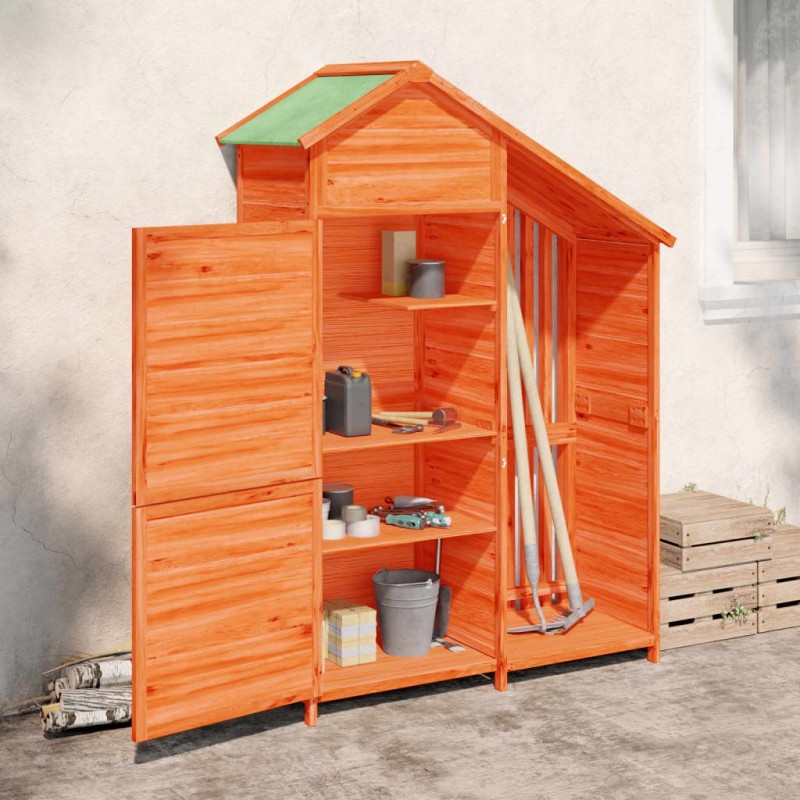 Abri à outils de jardin marron 120x53,5x170 cm bois massif pin Abri à outils de jardin marron 120x53,5x170 cm bois massif pin